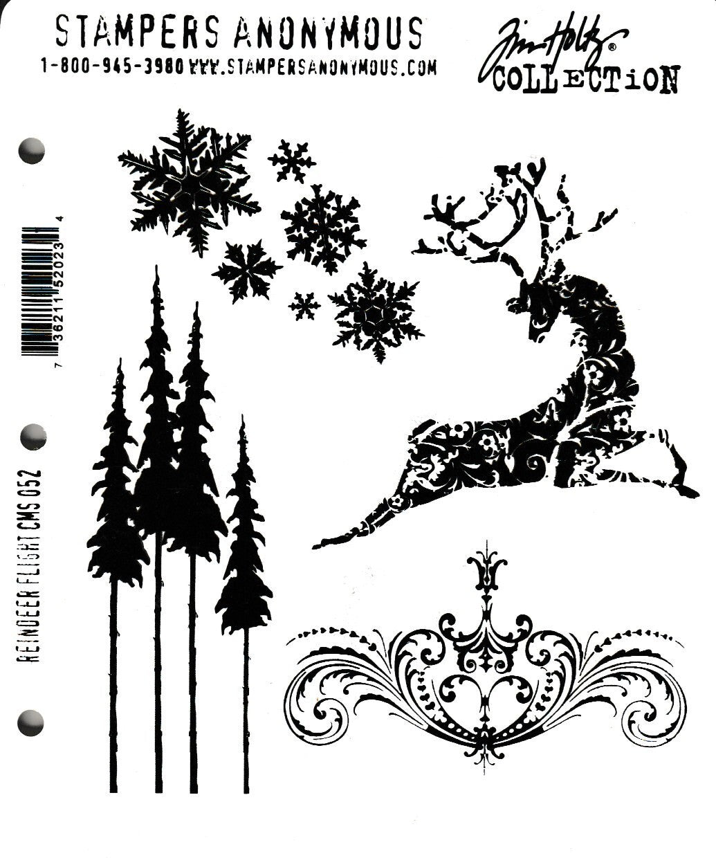 CMS052 Reindeer Flight Stampers Anonymous Tim Holtz Collection Rubber Stamp Set