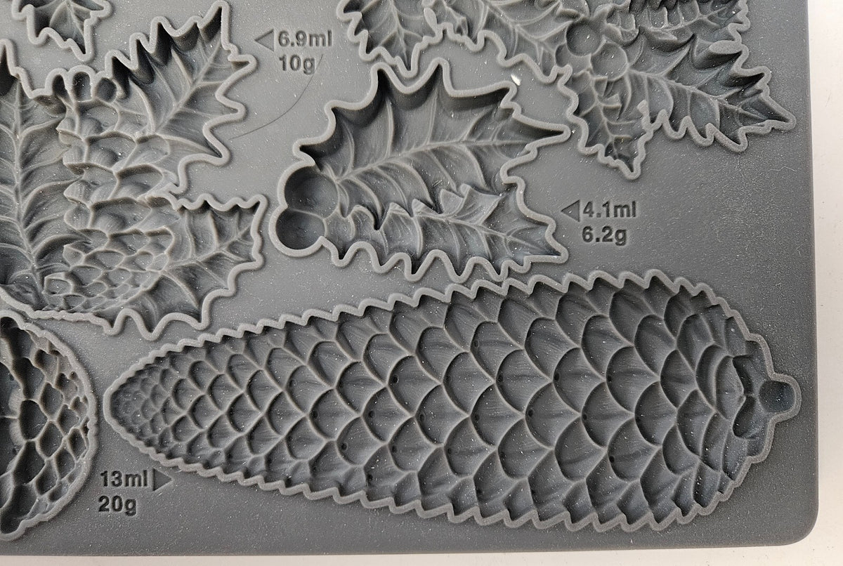 Holly Lane Iron Orchid Designs IOD Silicone Mould Mold for Leaves and Pinecones