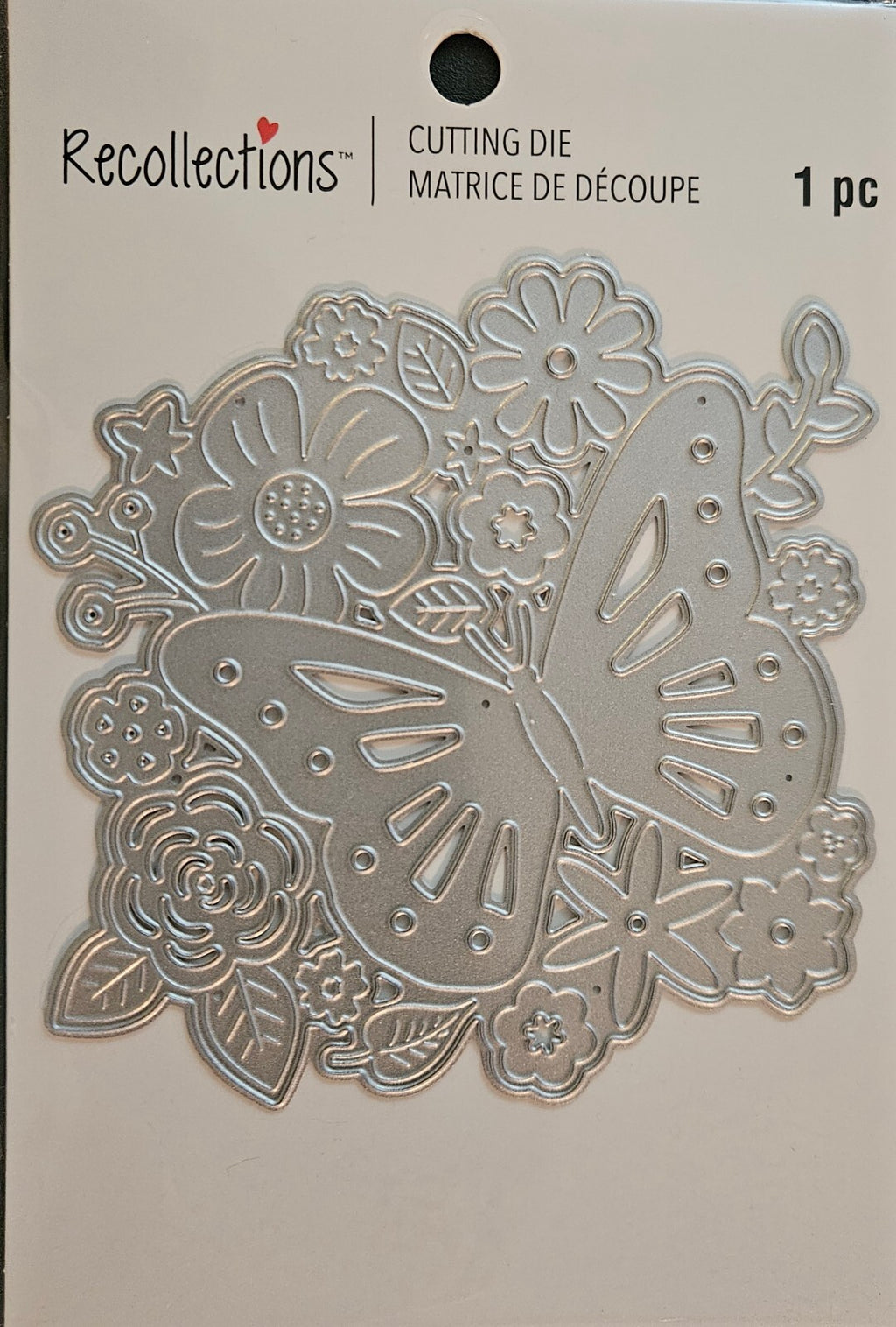 771719 Recollections Butterfly Floral Metal Cutting Die 1‑Piece Detailed Design