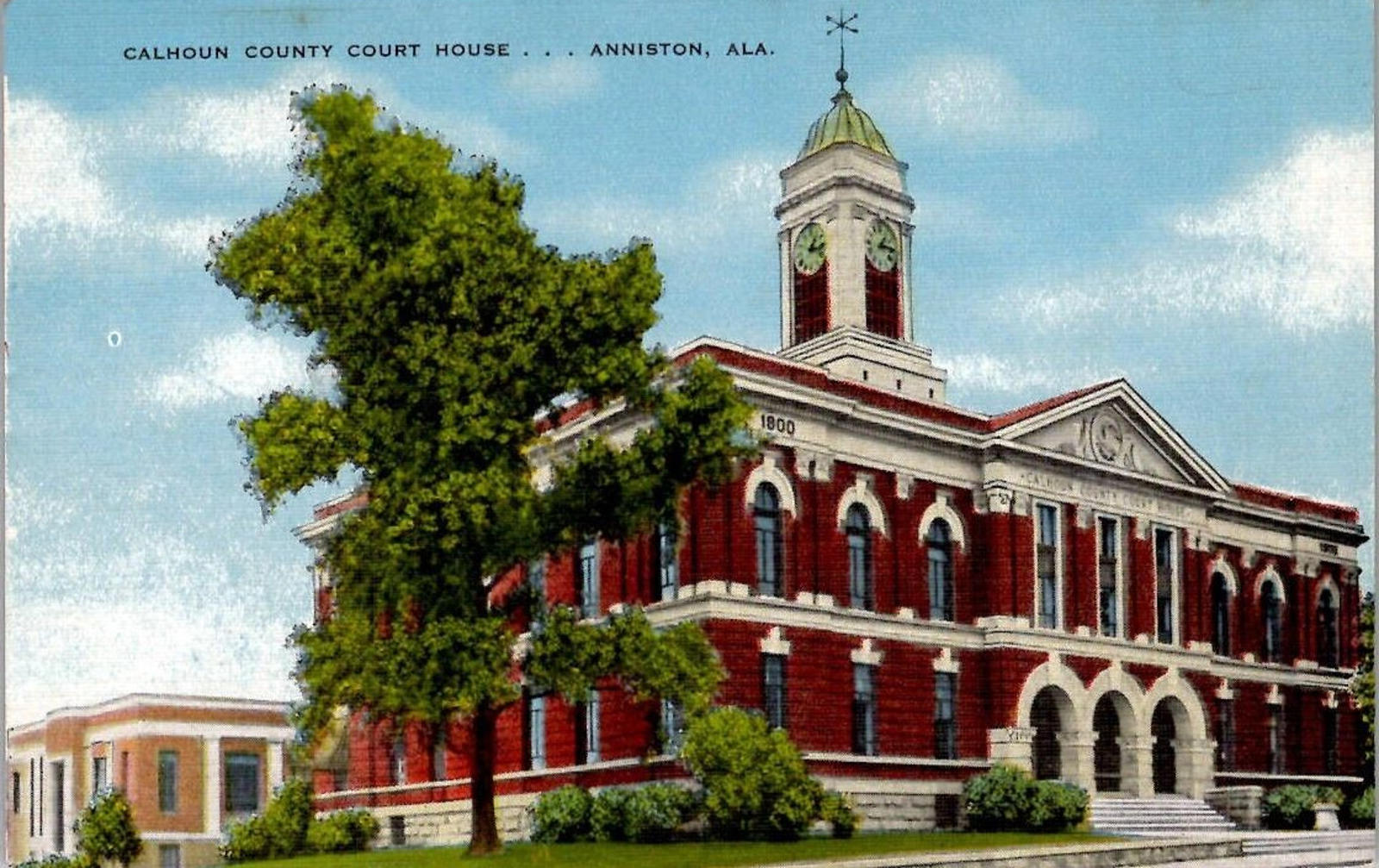 Postcard Calhoun County Court House Anniston Ala UNP Linen EC Kropp