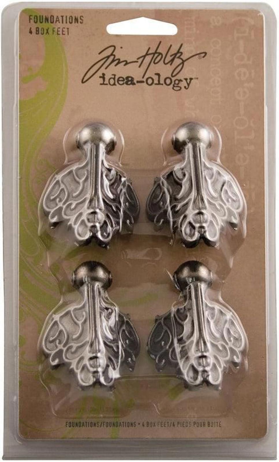 TH92821 Tim Holtz Idea-Ology Metal Foundations Box Feet 4/Pkg-Antique Nickel