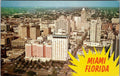 Historic Postcard Air View Downtown Miami Florida Biscayne Boulevard UNP