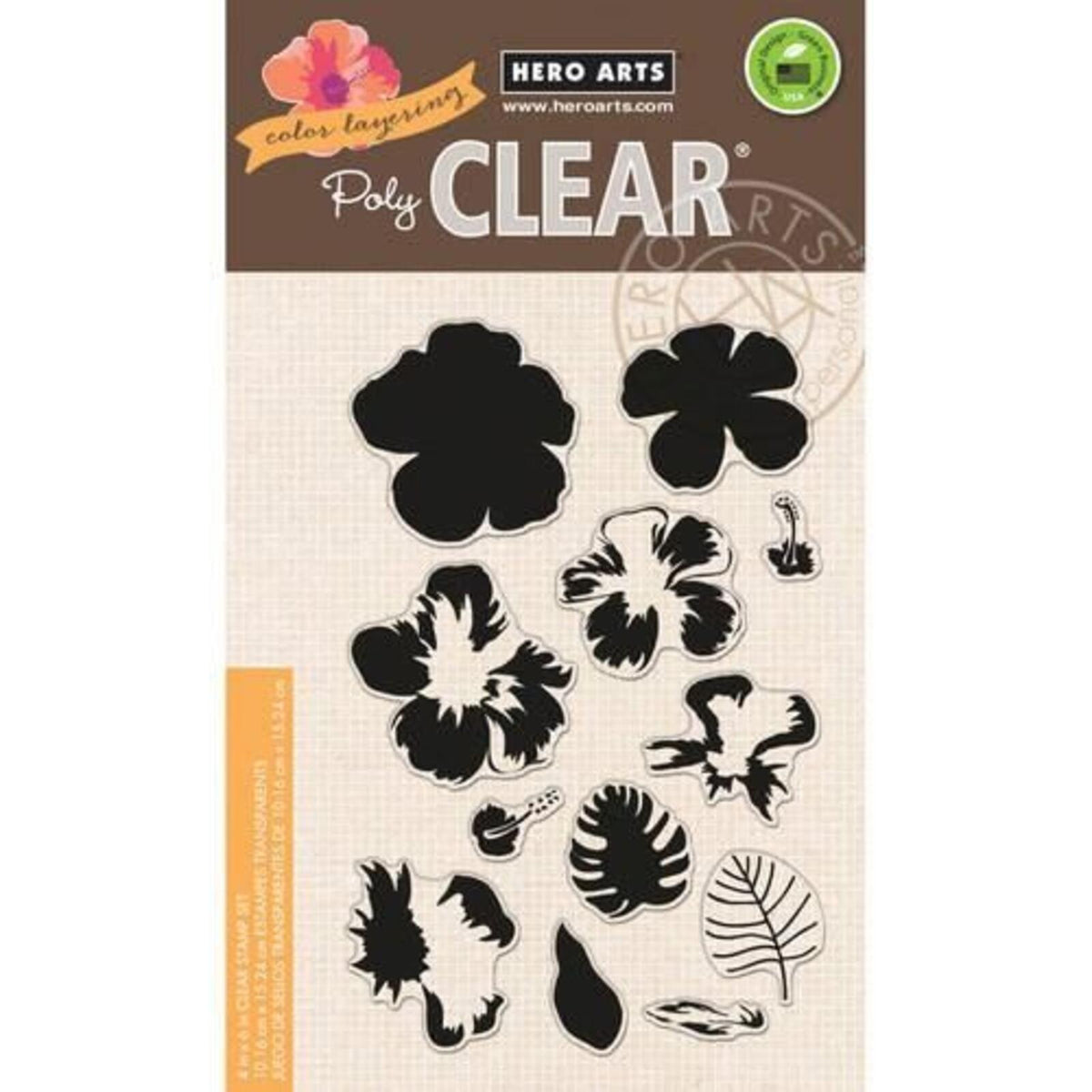 CW CL868 Hero Arts Clear Stamps 4" X 6" Sheet 12 pc Floral Leaf Photo-Polymer