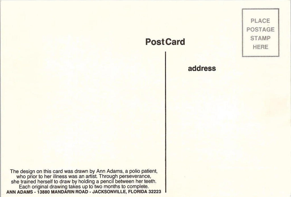 Postcard Drawn Two Puppies Art Reprint Ann Adams Polio Patient Signed