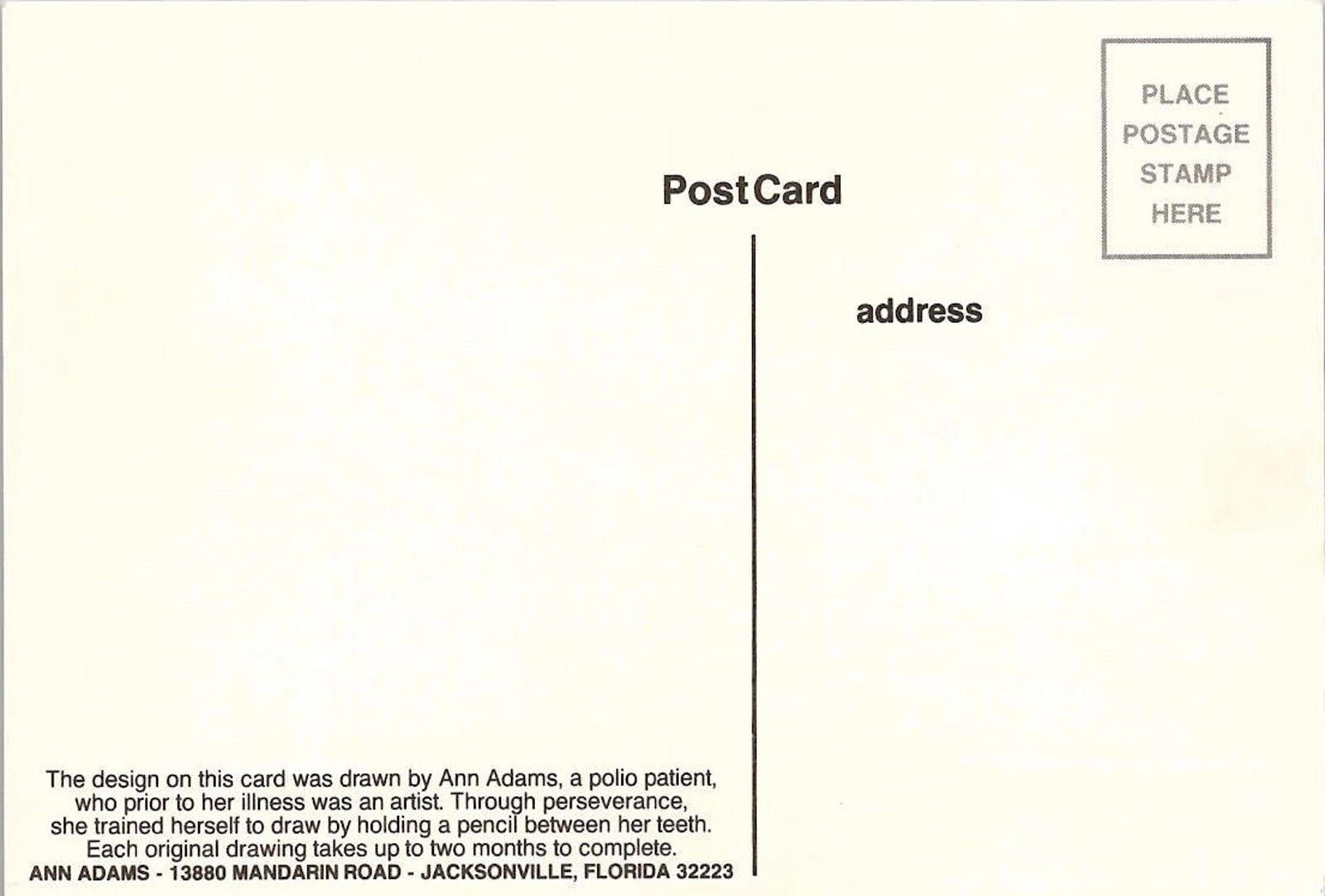 Postcard Drawn Two Puppies Art Reprint Ann Adams Polio Patient Signed