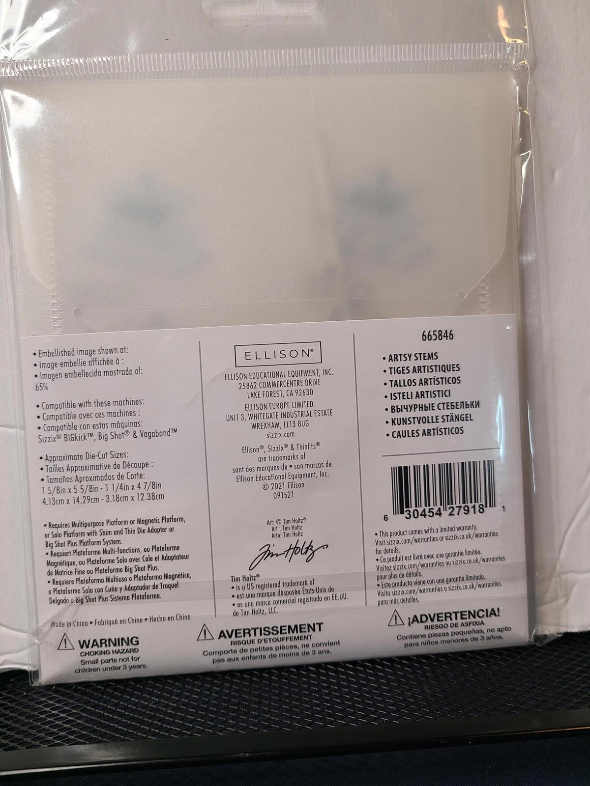 Sixxiz Thinlits Tim Holtz 665846 Artsy Stems NIP 630454279181