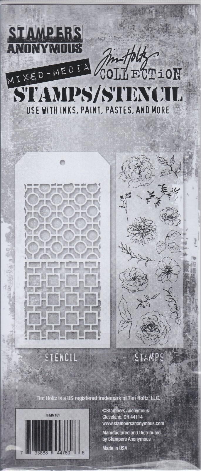 THMM161 Stampers Anonymous Tim Holtz Floral Elements Linked Circles and Squares