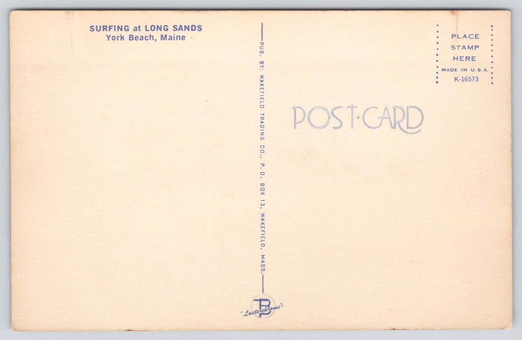 Postcard Surfing at Long Sands York Beach Maine Wakefield Trading Co UNP