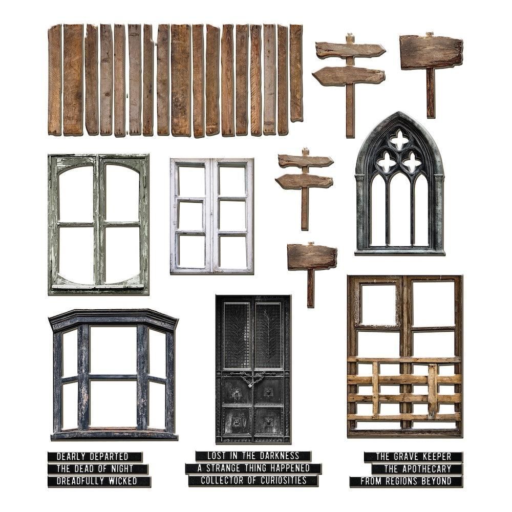 TH94434 Tim Holtz Idea-ology Halloween Baseboards Printed Bookboard 36 pcs