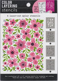 SA232 Bold Flowers Stencils Color Layering Hero Arts 085700941044 NIP