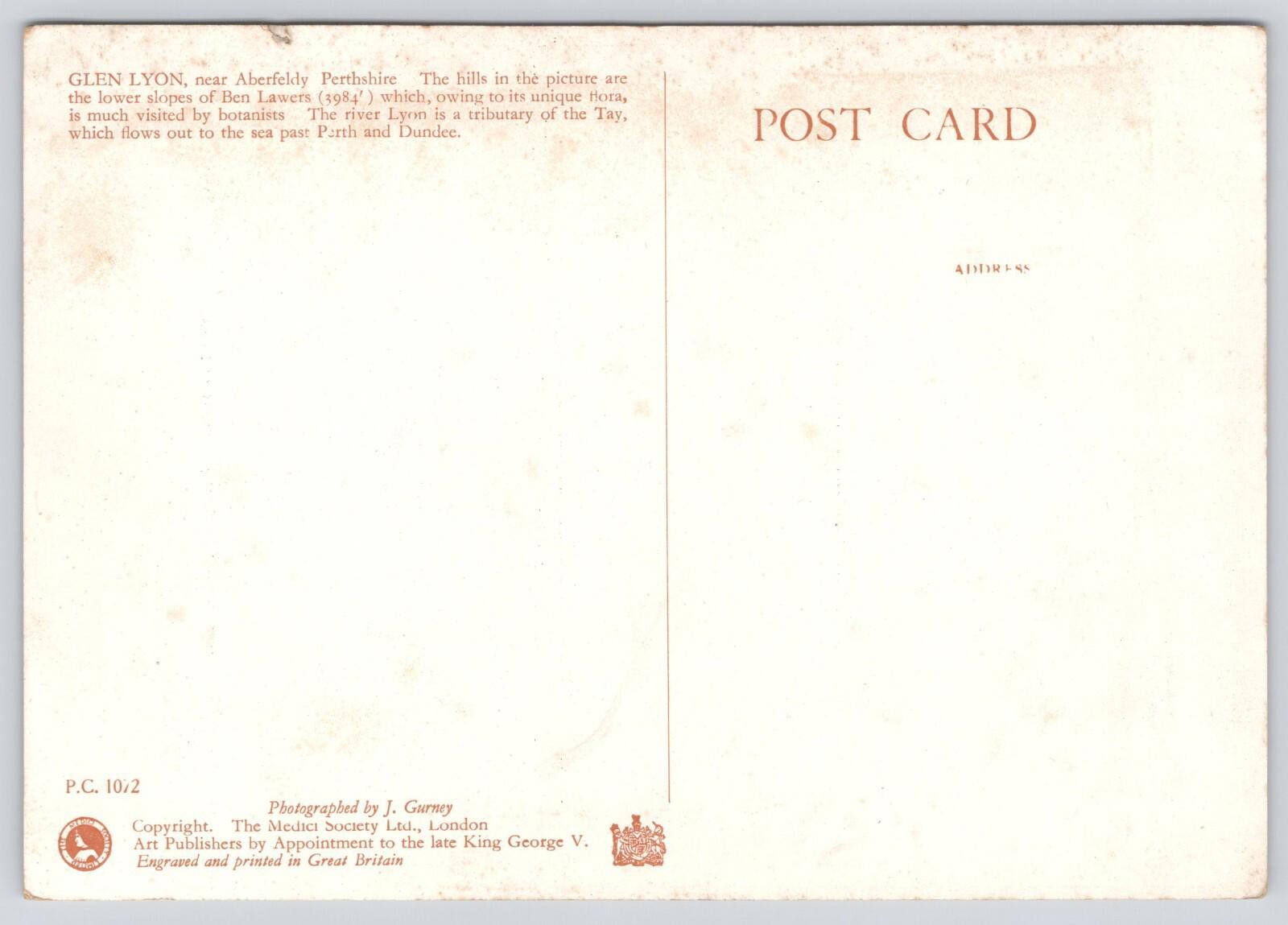 Postcard Glen Lyon Near Aberfeldy Perthshire Lower Slopes Ben Lawers J Gurney UN