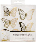 Dimensional Gold Self-Adhesive Wall Art Butterflies - 5 Pieces