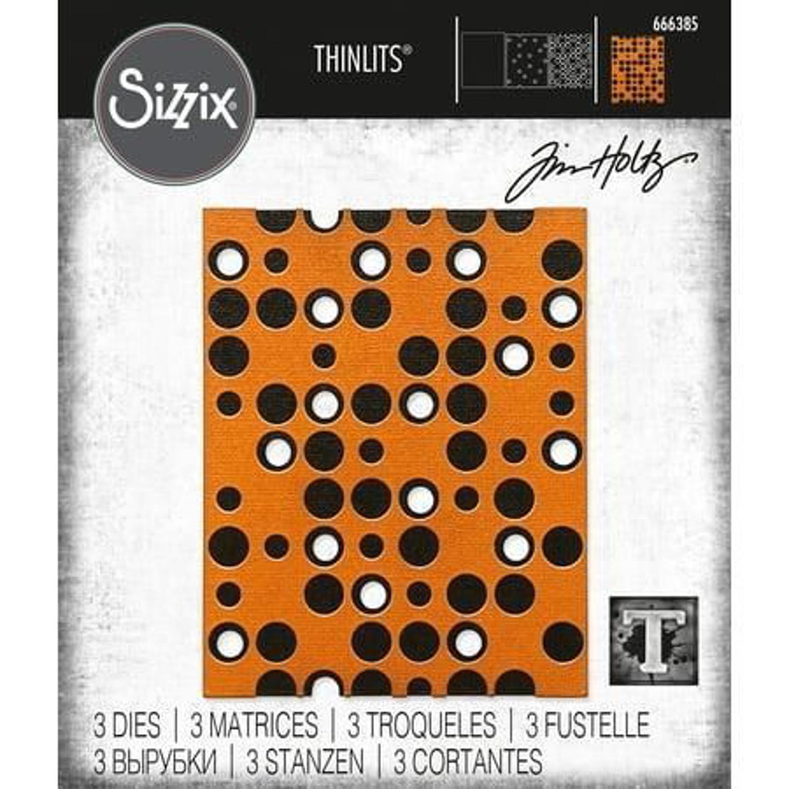 666385 Sizzix Thinlits Dies by Tim Holtz 3/Pkg-Layered Dots Ellison 630454285861
