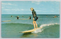 Postcard Surfing at Long Sands York Beach Maine Wakefield Trading Co UNP