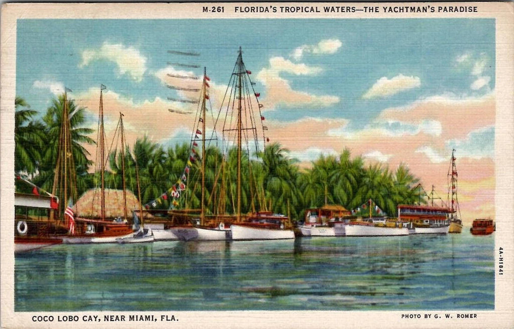 Postcard Florida's Tropical Waters The Yachtman's Paradise Coco Lobo Cay Miami