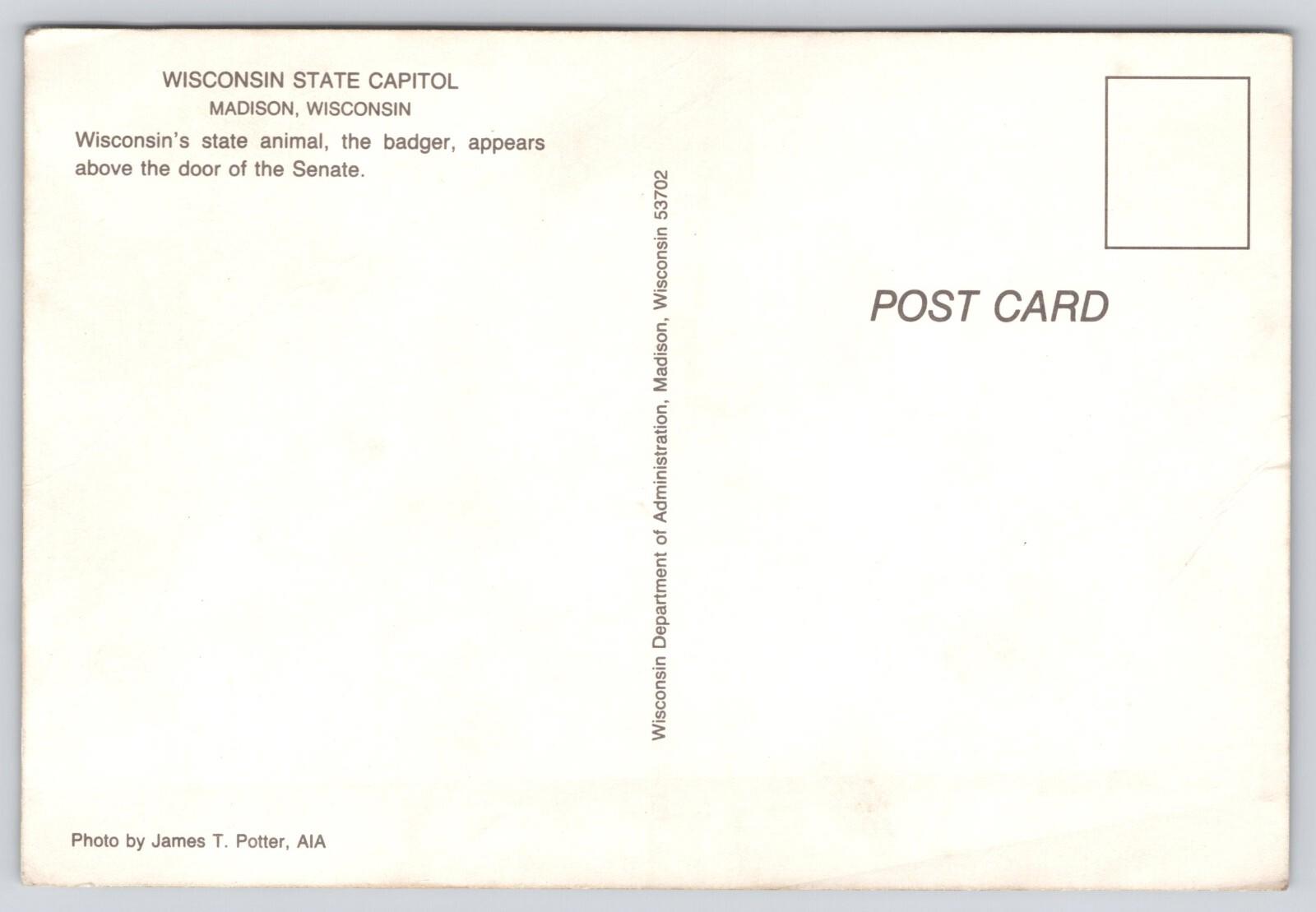 Postcard Wisconsin State Capitol Madison WI Badger Senate James T Potter