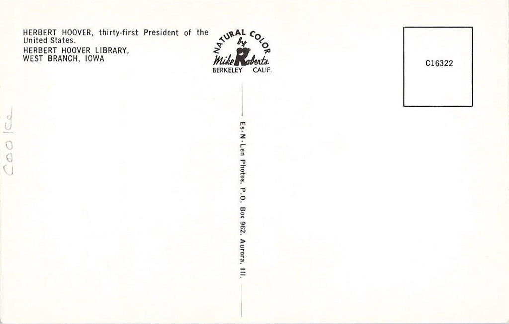 Postcard Herbert Hoover thirty-first President of the United States UNP