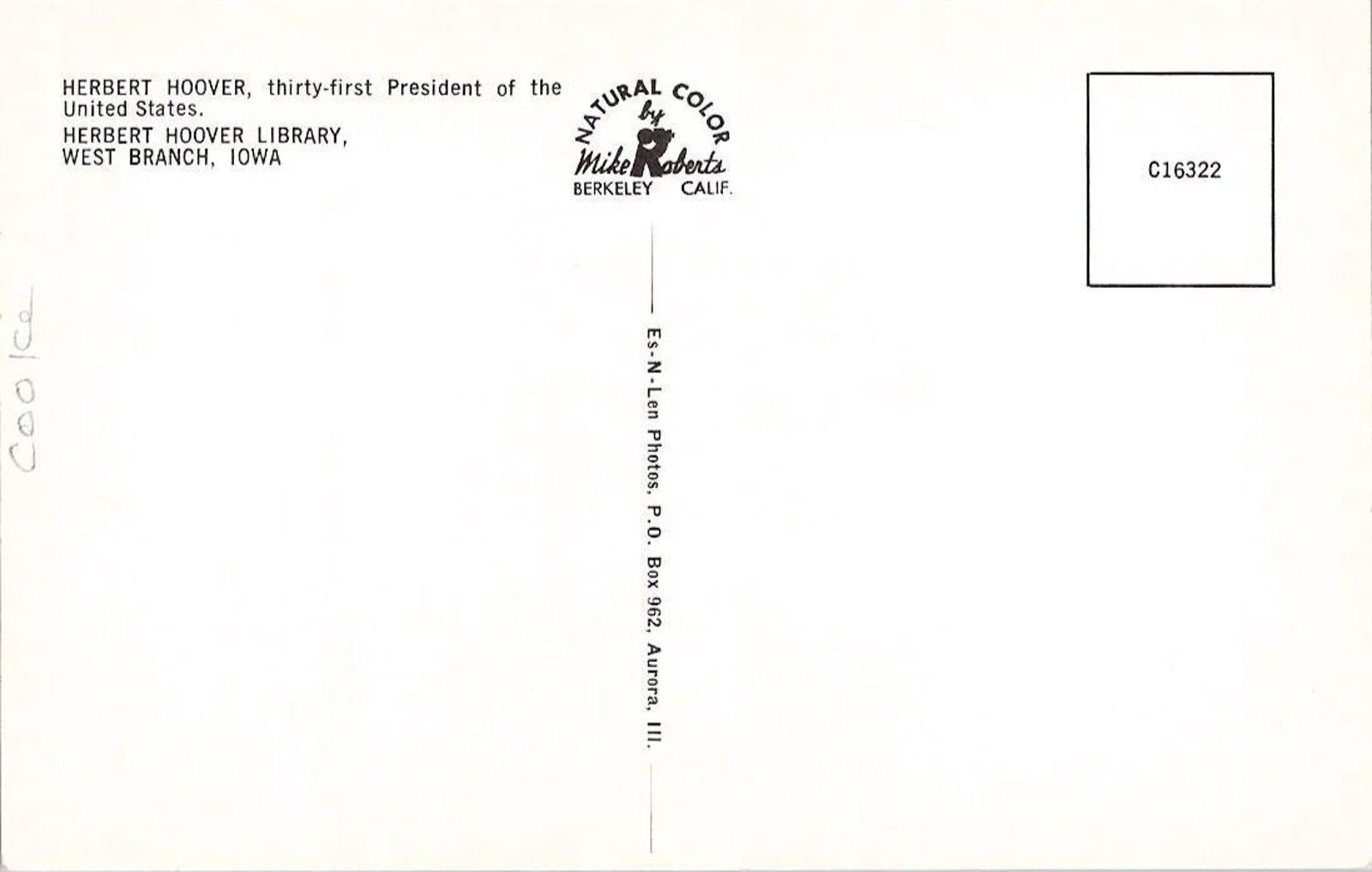 Postcard Herbert Hoover thirty-first President of the United States UNP