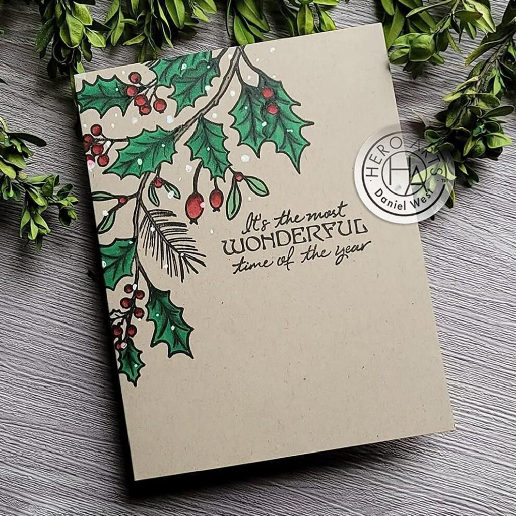 CM557 Hero Arts Poly Clear Stamp set - Holly Berries 4 X 6