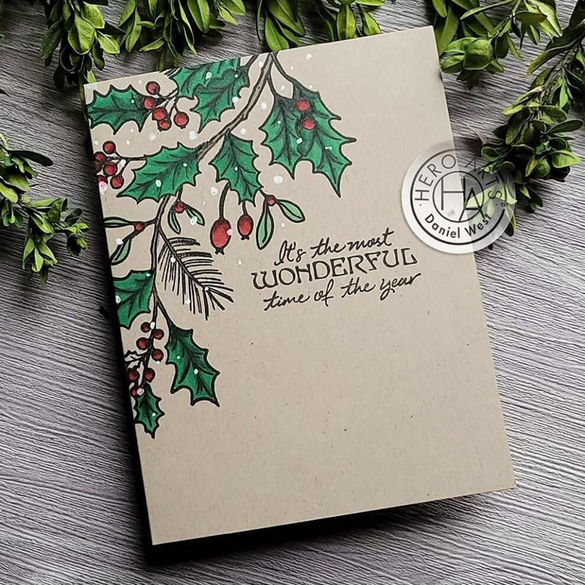 CM557 Hero Arts Poly Clear Stamp set - Holly Berries 4 X 6
