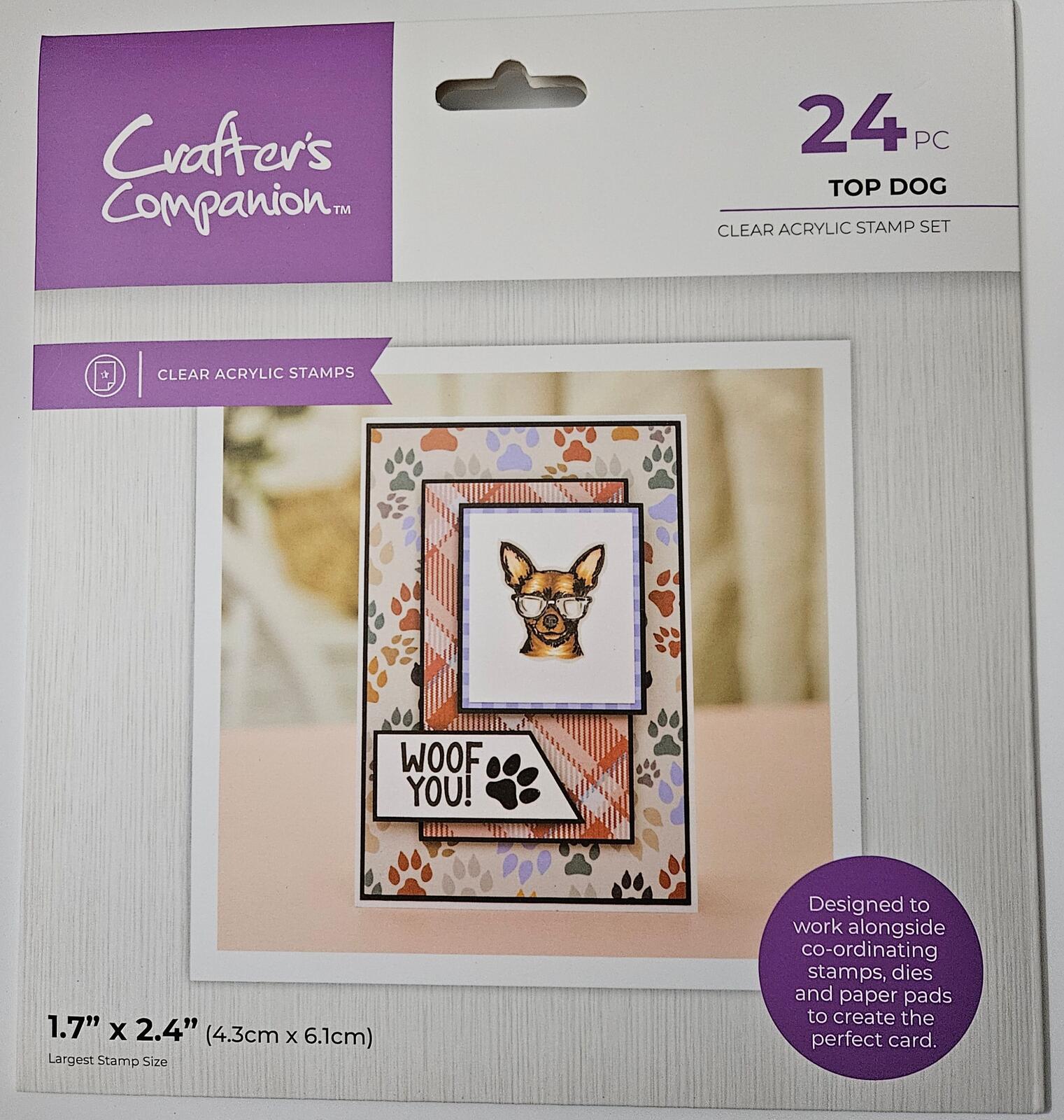 Crafter s Companion Pets Rule Clear Acrylic Stamps-Top Dog
