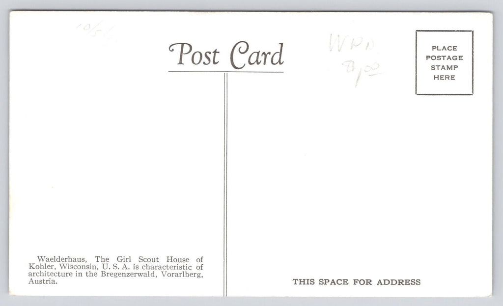 RPPC Walderhaus The Girl Scout House of Kohler Wisconsin Real Photo Postcard