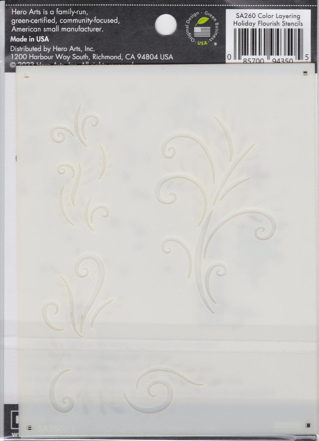 SA260 Holiday Flourish Stencils Color Layering Hero Arts 085700943505 NIP
