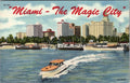 Miami The Magic City Florida Linen Postcard Art-Colortone UNP crisp edges