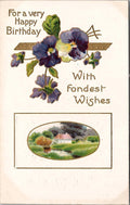 Postcard For A Very Happy Birthday With Fondest Wishes Antique Embossed 228