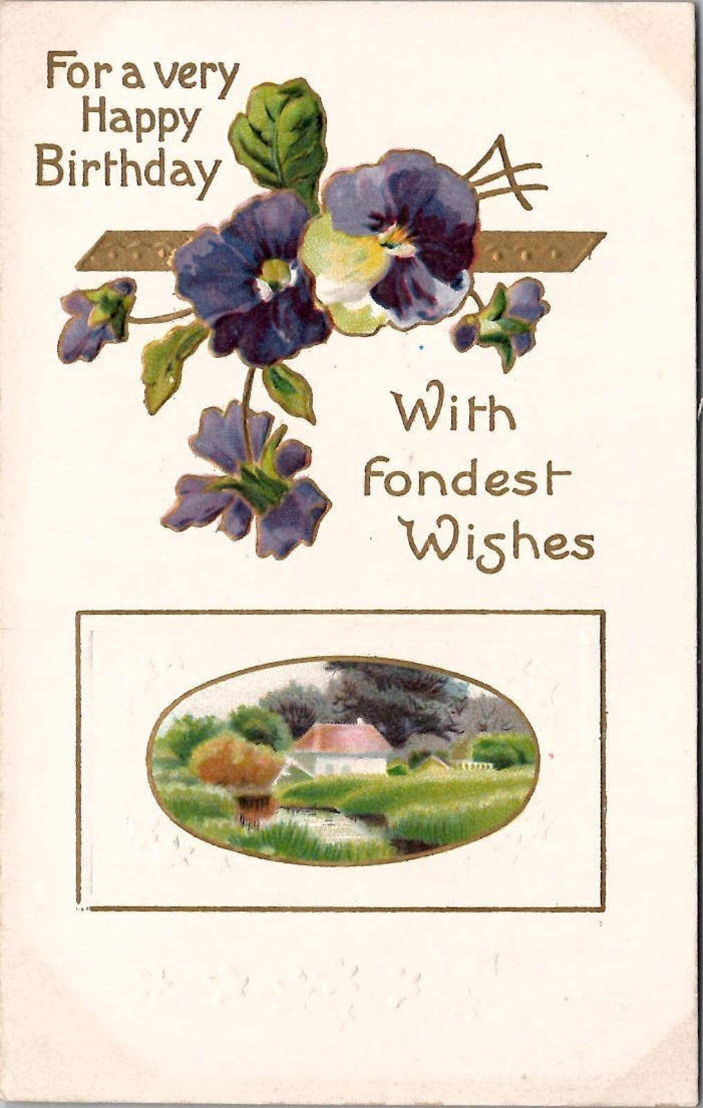 Postcard For A Very Happy Birthday With Fondest Wishes Antique Embossed 228