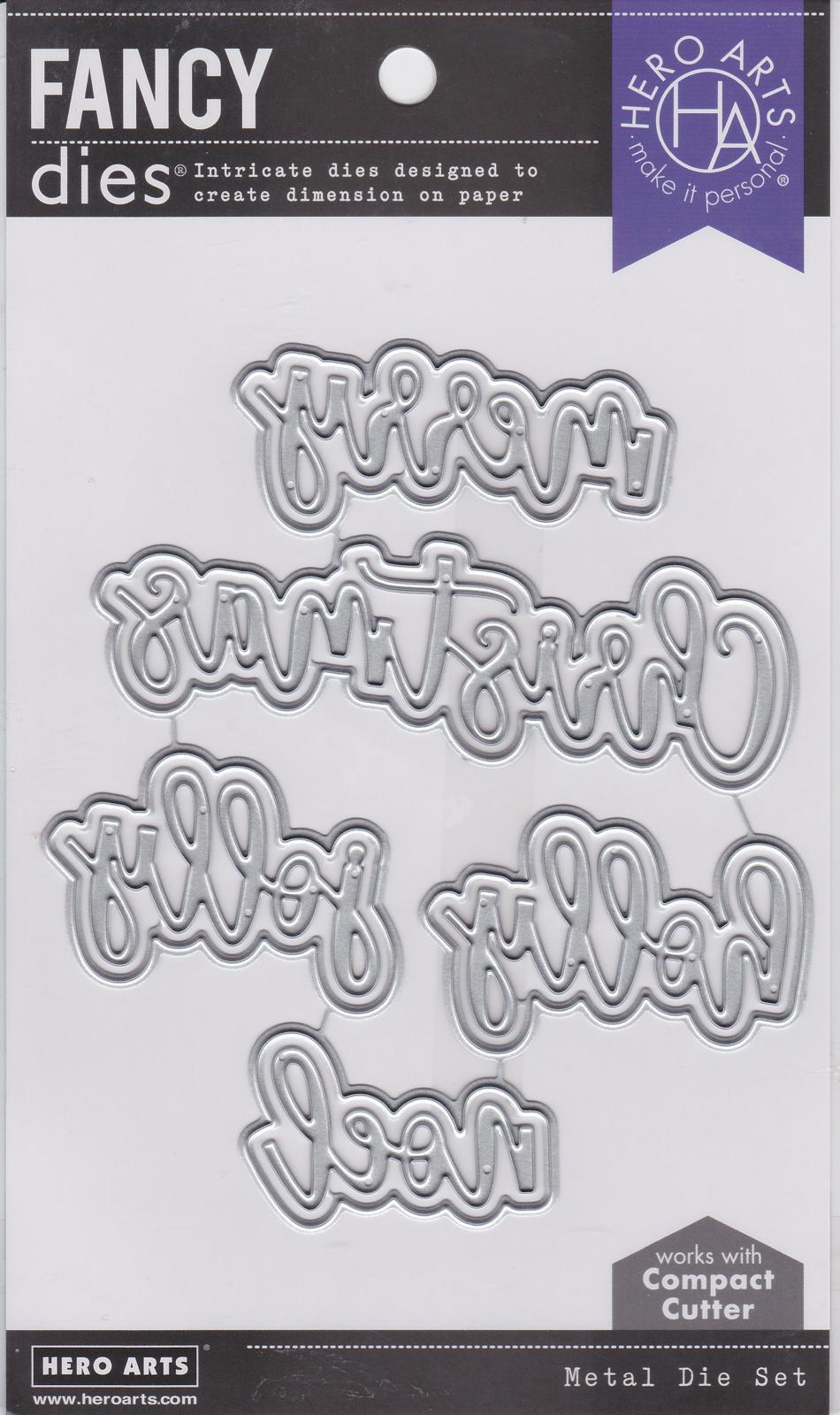 DF092 Christmas Words Fancy Die Paper Layering Hero Arts NIP 085700937955