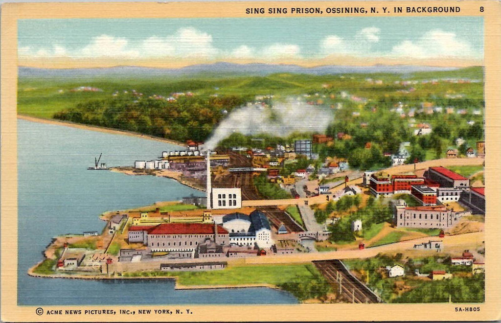Postcard Sing Sing Prison Ossining N.Y. in Background Ruben Publishing Acme News