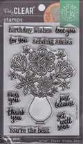 CM595 Flowers in Vase 4"x6" Clear Stamp Set Hero Arts NIP 085700934367