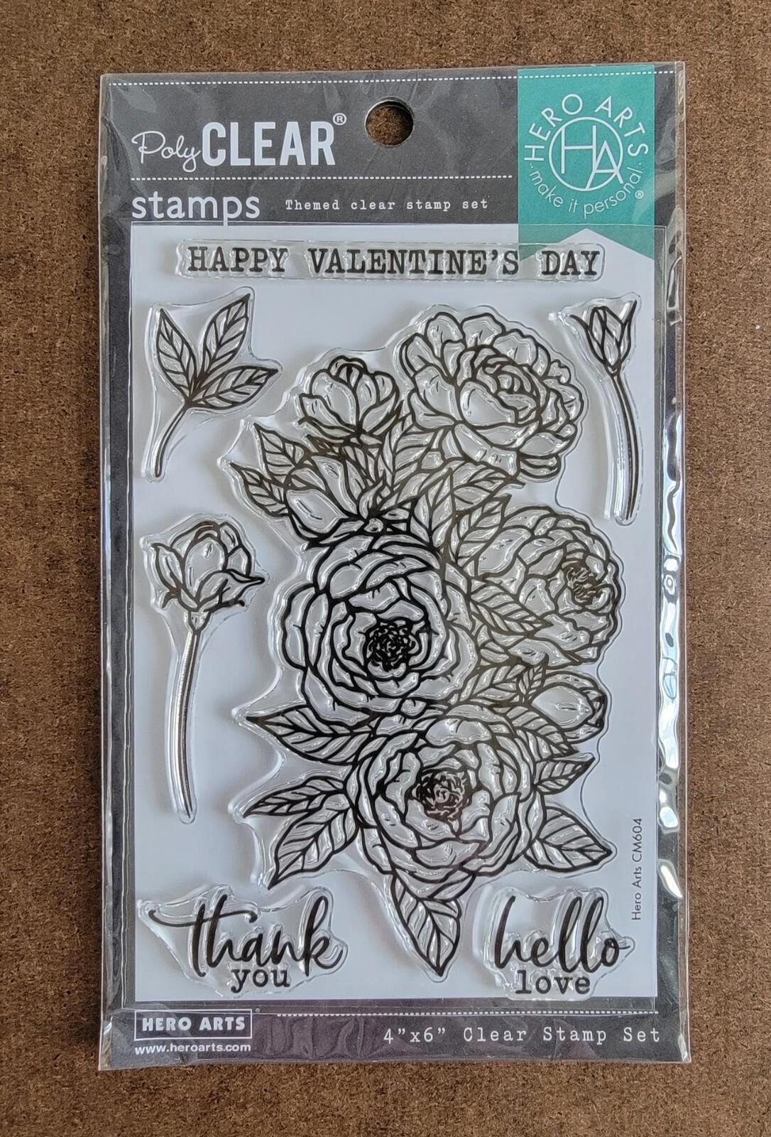 CM604 Hero Arts - Peonies Bunch - Clear Photopolymer Cling stamp set, NIP