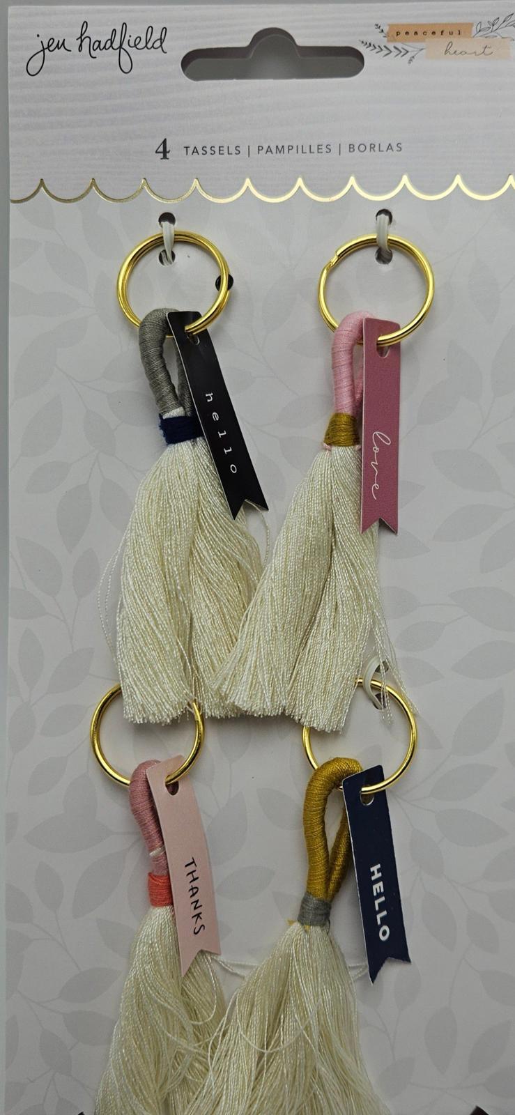 34008021 American Crafts Jen Hadfield Peaceful Heart Tassels 4 Per Pkg