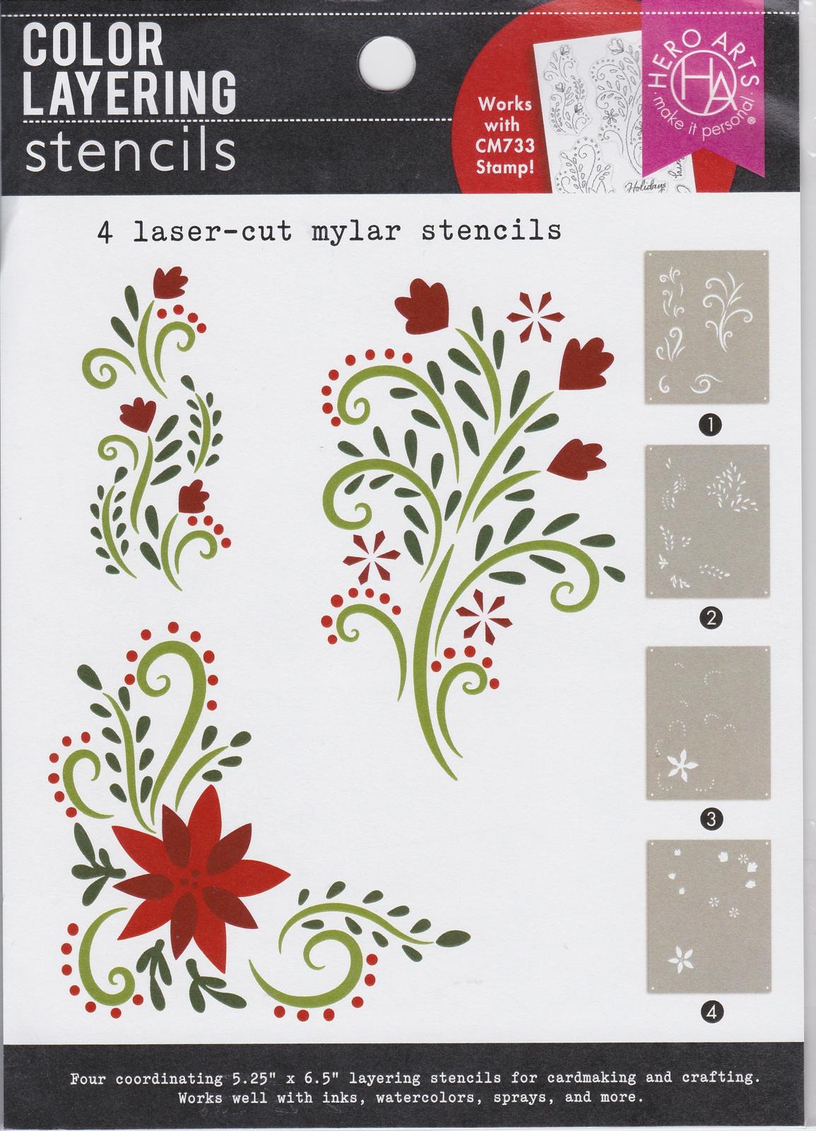 SA260 Holiday Flourish Stencils Color Layering Hero Arts 085700943505 NIP