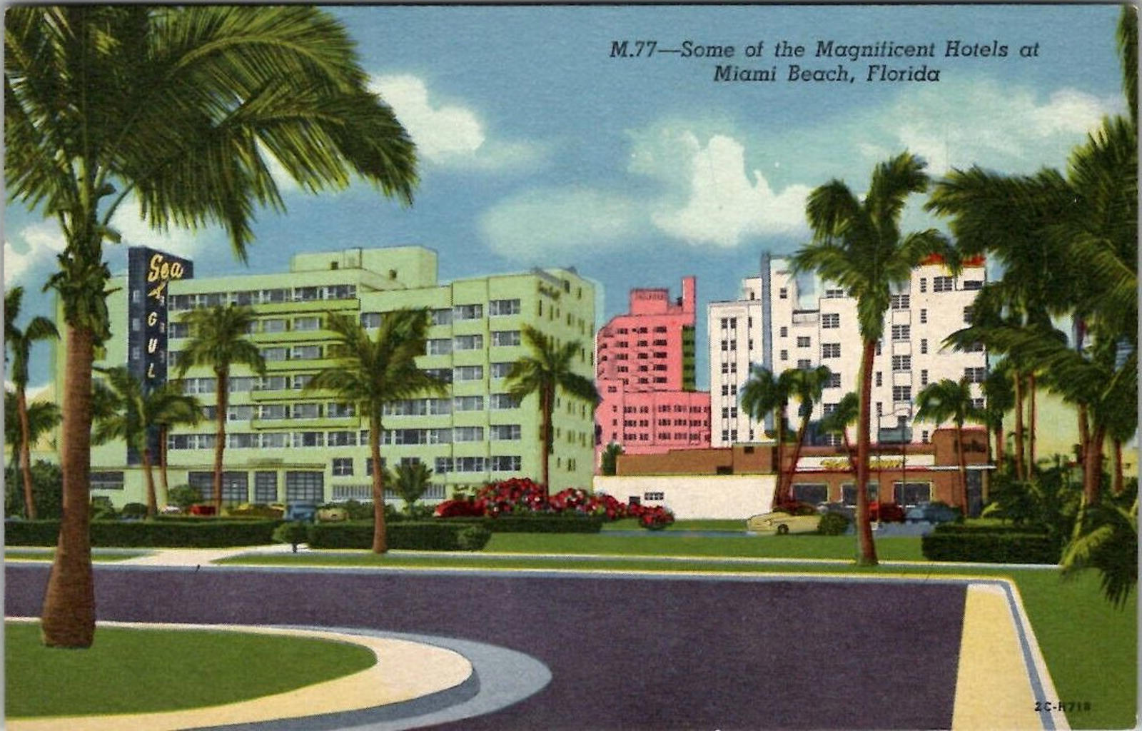 Magnificent Hotel Miami Florida Linen Postcard Art-Colortone UNP crisp edges
