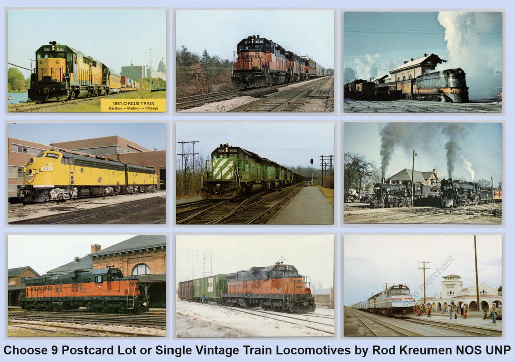 Lot of 9 Postcard Lot of Vintage Train Locomotives photo by Rod Kreunen NOS UNP