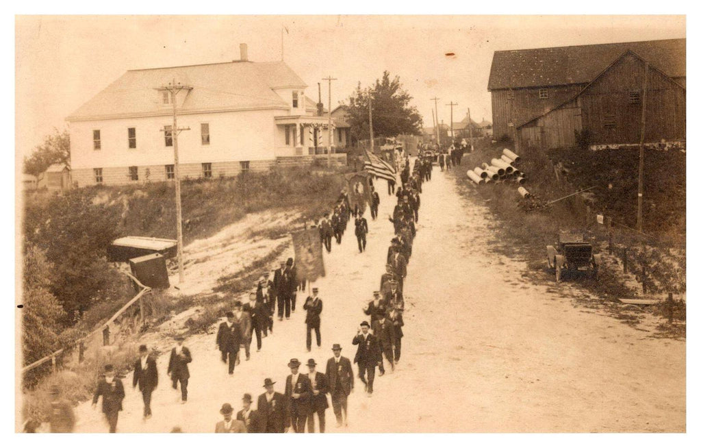 RPPC Town Parade Postcard with Main Street Crowd NOKO Stamp box Divided Back UNP