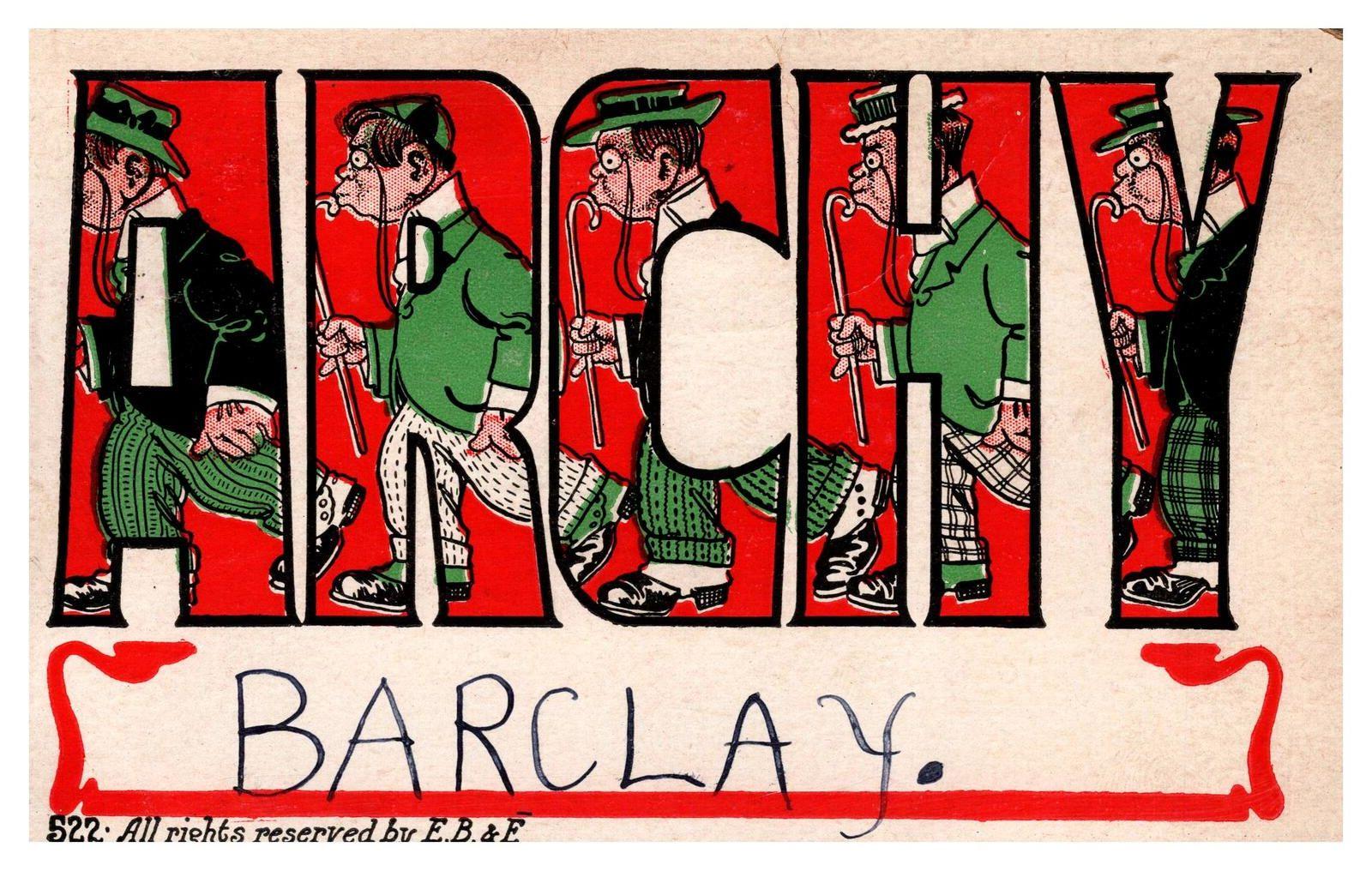 1906 Archy with Cane Irish Cartoon Illustration Large Letter 522 E.B.&E.