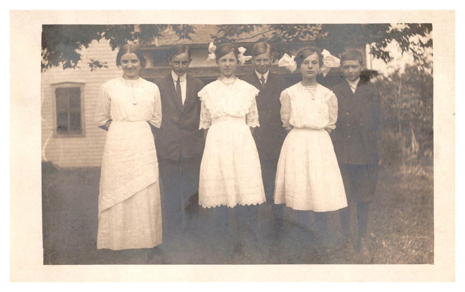 RPPC Sepia Tone Postcard Featuring Group Portrait of Six People